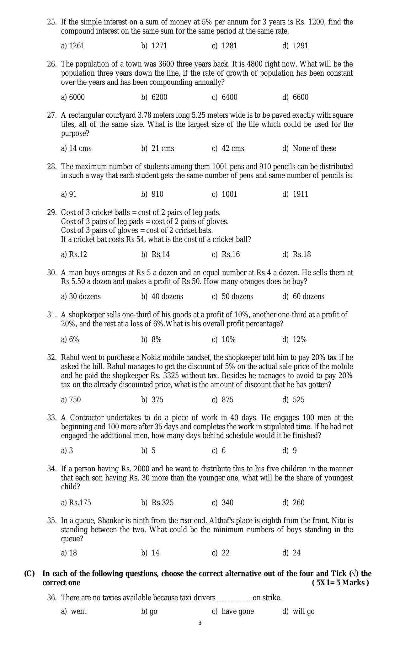 Question Paper of  Office Assistant Gr. III (Advertisement No. 1/2021) - Page 3