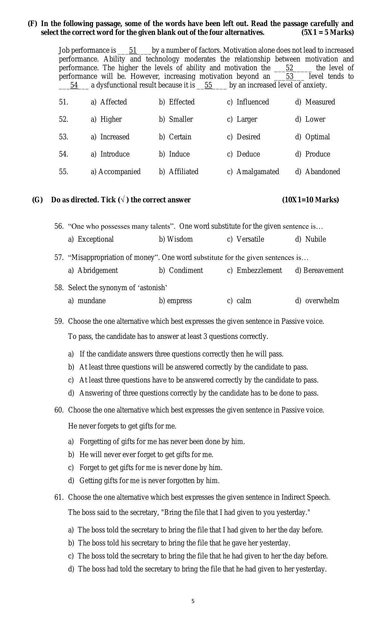 Question Paper of  Office Assistant Gr. III (Advertisement No. 1/2021) - Page 5