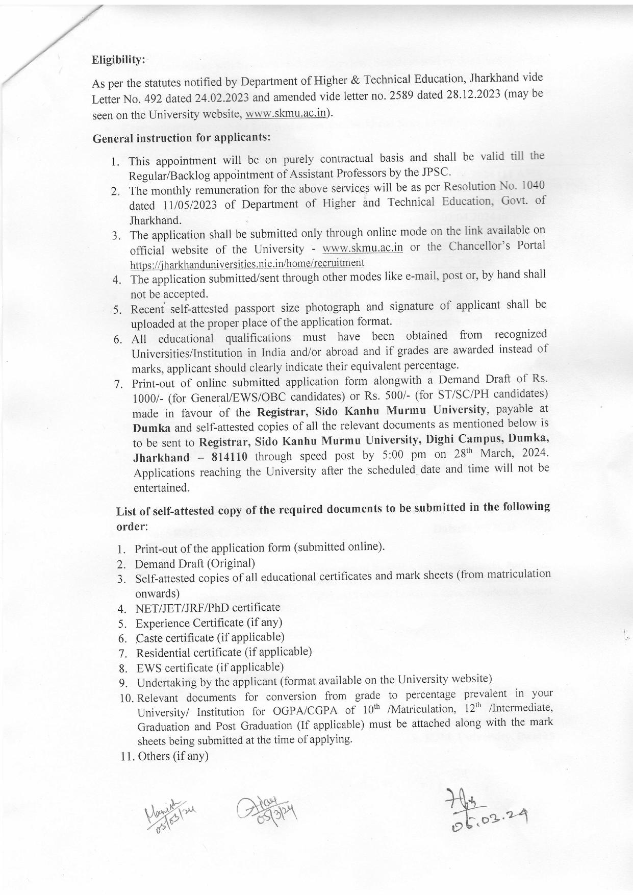 SKMU Dumka Recruitment For 273 Assistant Professor - Page 2