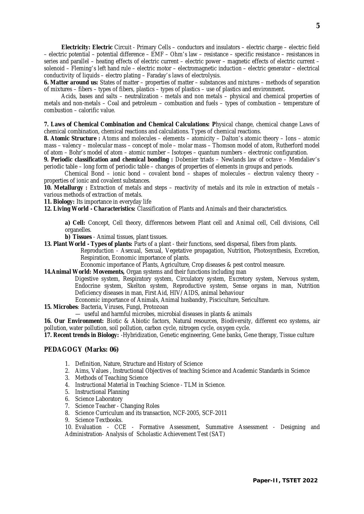 TS TET Syllabus 2024 for Paper 2 (Telugu) - Page 5