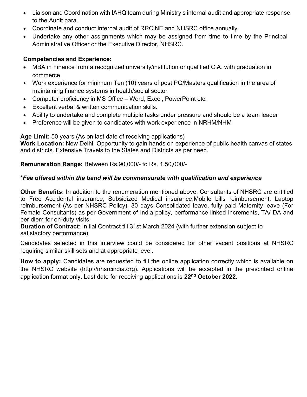 National Health Systems Resource Centre (NHSRC) Invites Application for Finance Manager Recruitment 2022 - Page 1