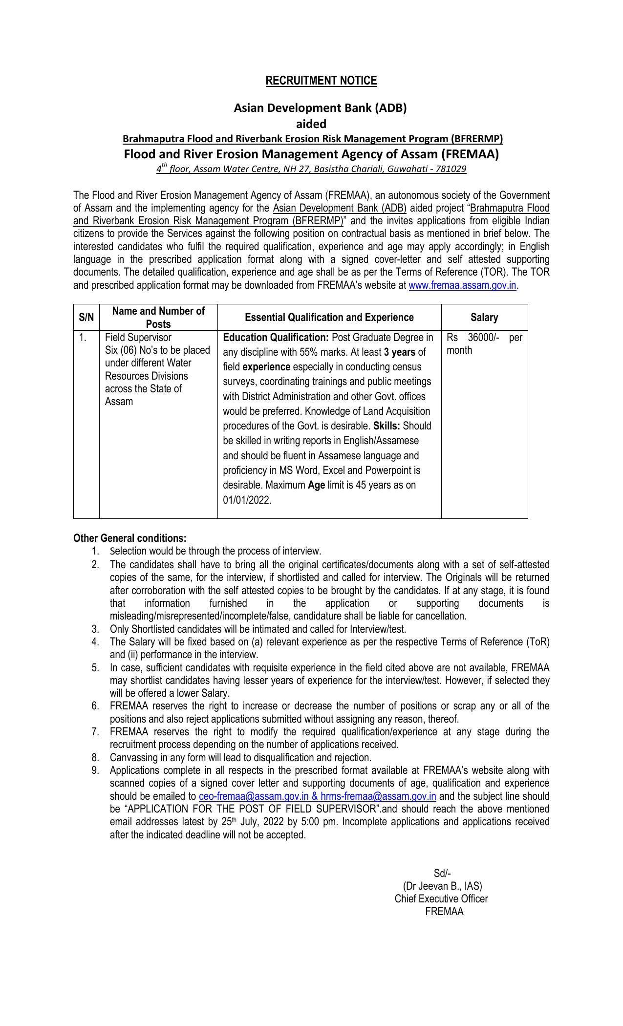 FREMA Invites Application for Field Supervisor Recruitment 2022 - Page 3
