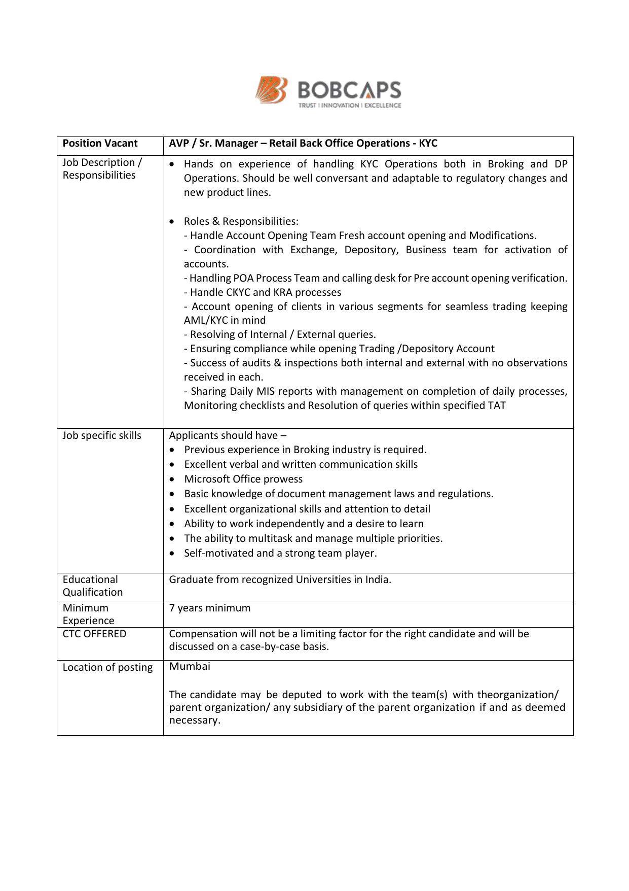 BOB Capital Markets Invites Application for Assistant Vice President or Senior Manager Recruitment 2022 - Page 2