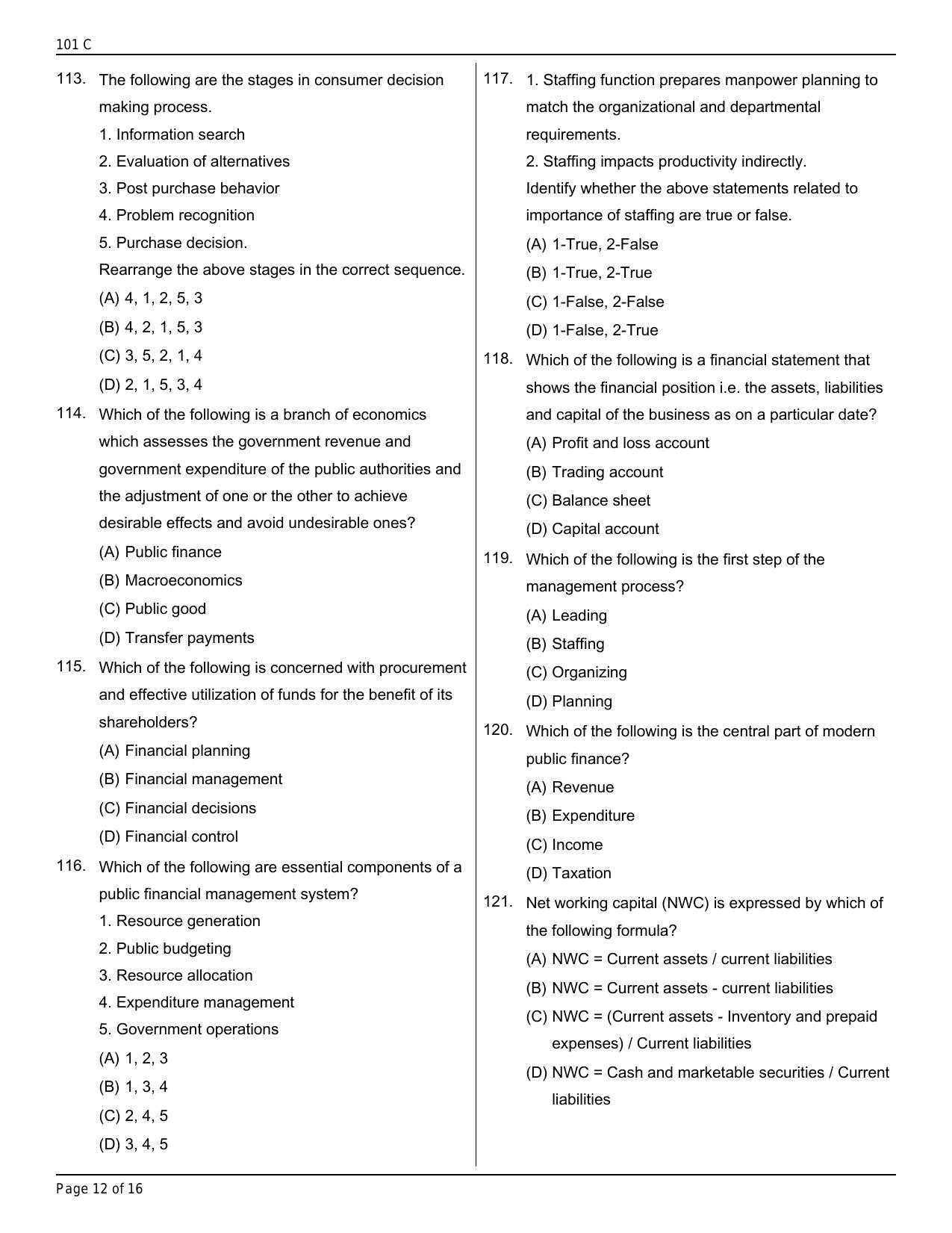 Jammu Kashmir Accounts Assistant Question Papers for General Economics - Page 11
