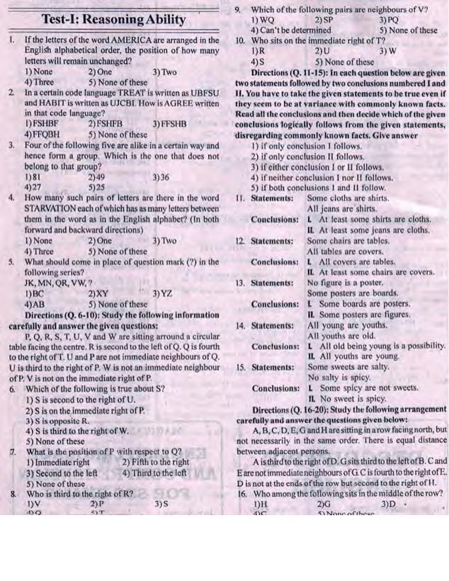 Delhi High Court Junior Judicial Assistant Reasoning Previous Question Paper - Page 1