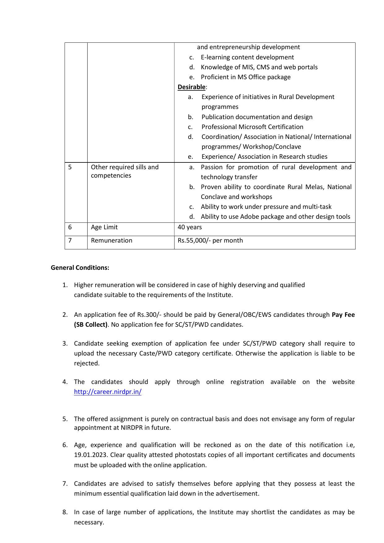 NIRDPR Invites Application for Young Professional, Junior Engineer Recruitment 2023 - Page 2