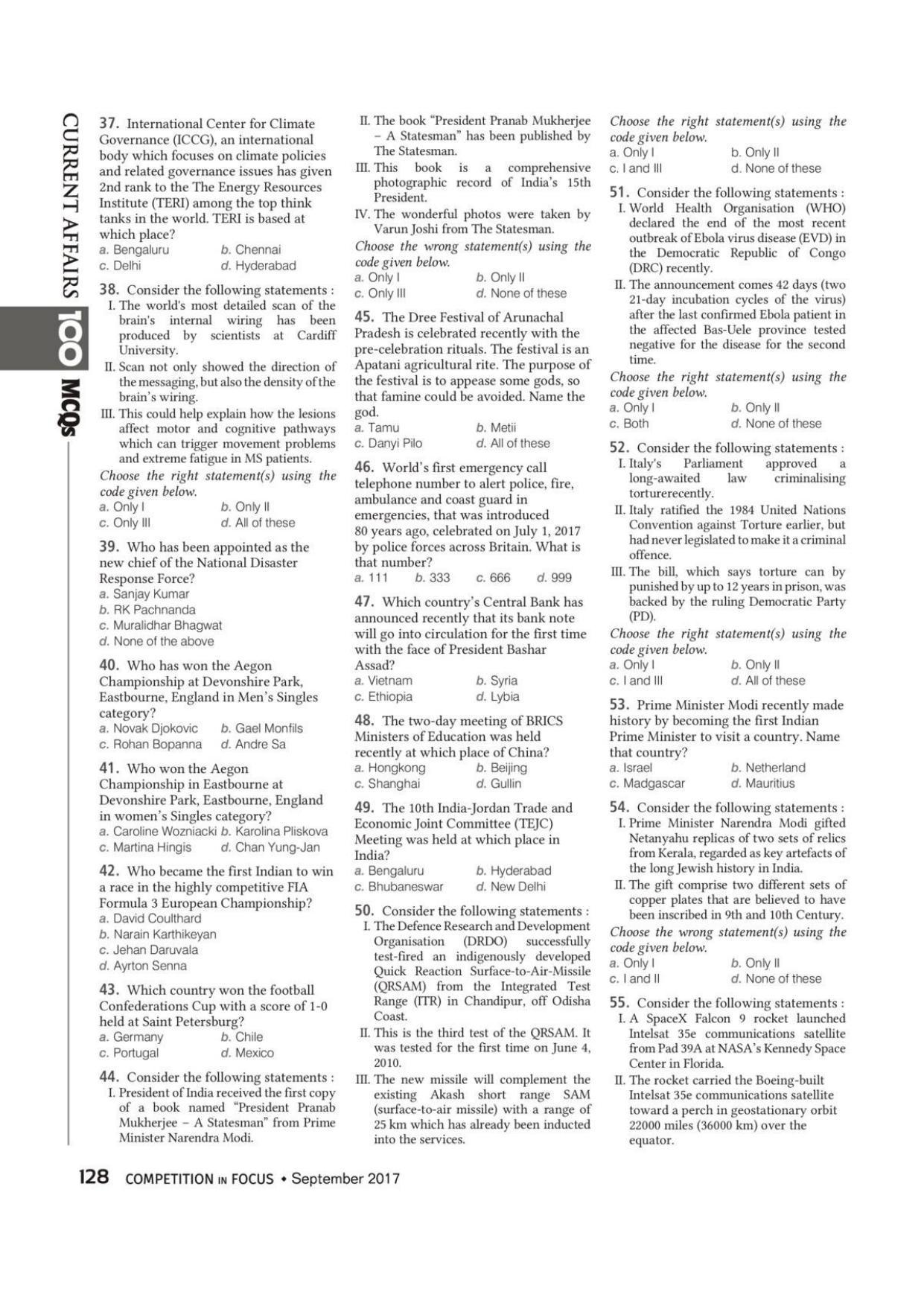 Delhi High Court Junior Judicial Assistant Current Affairs Previous Question Paper - Page 2