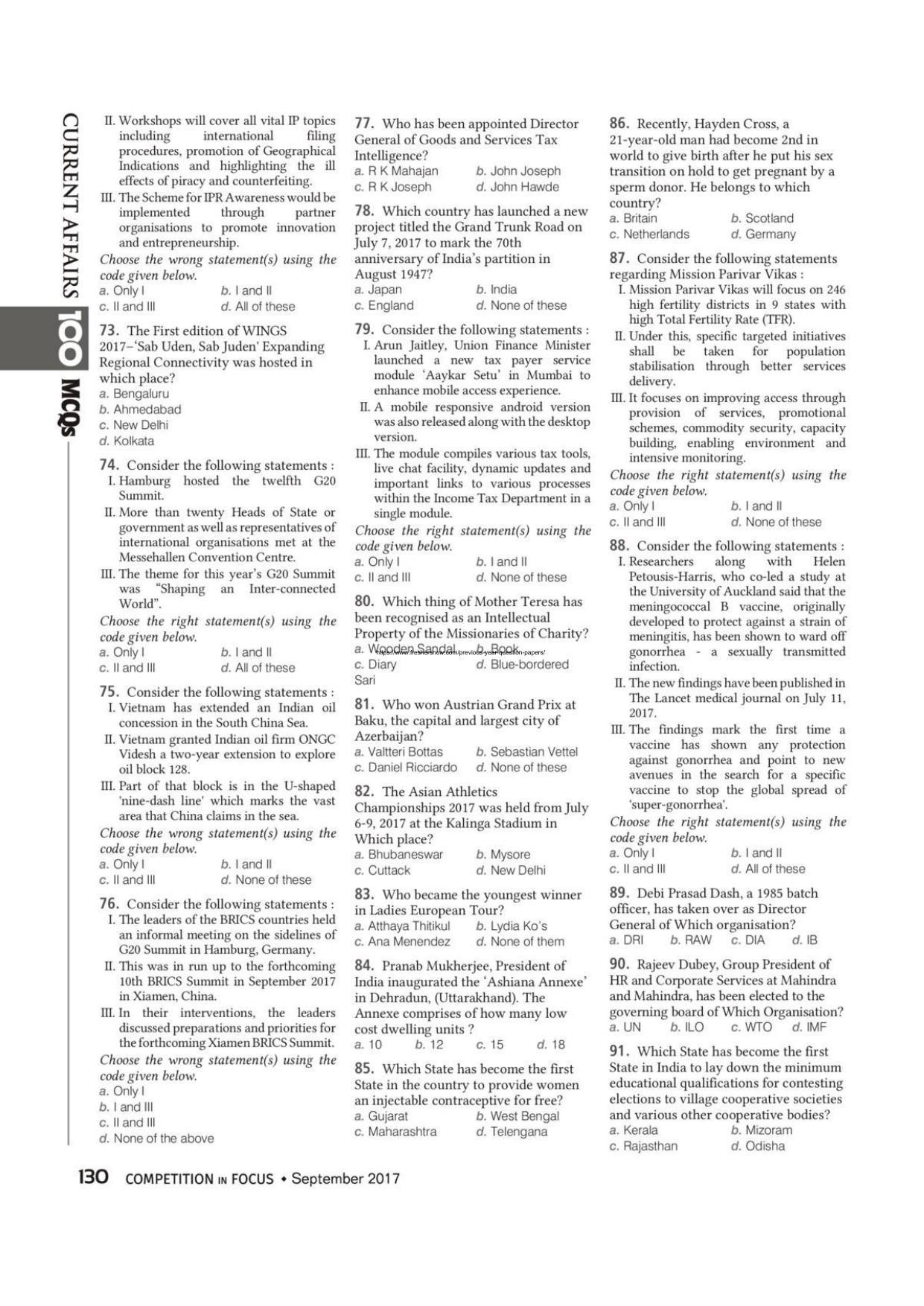 Delhi High Court Junior Judicial Assistant Current Affairs Previous Question Paper - Page 4