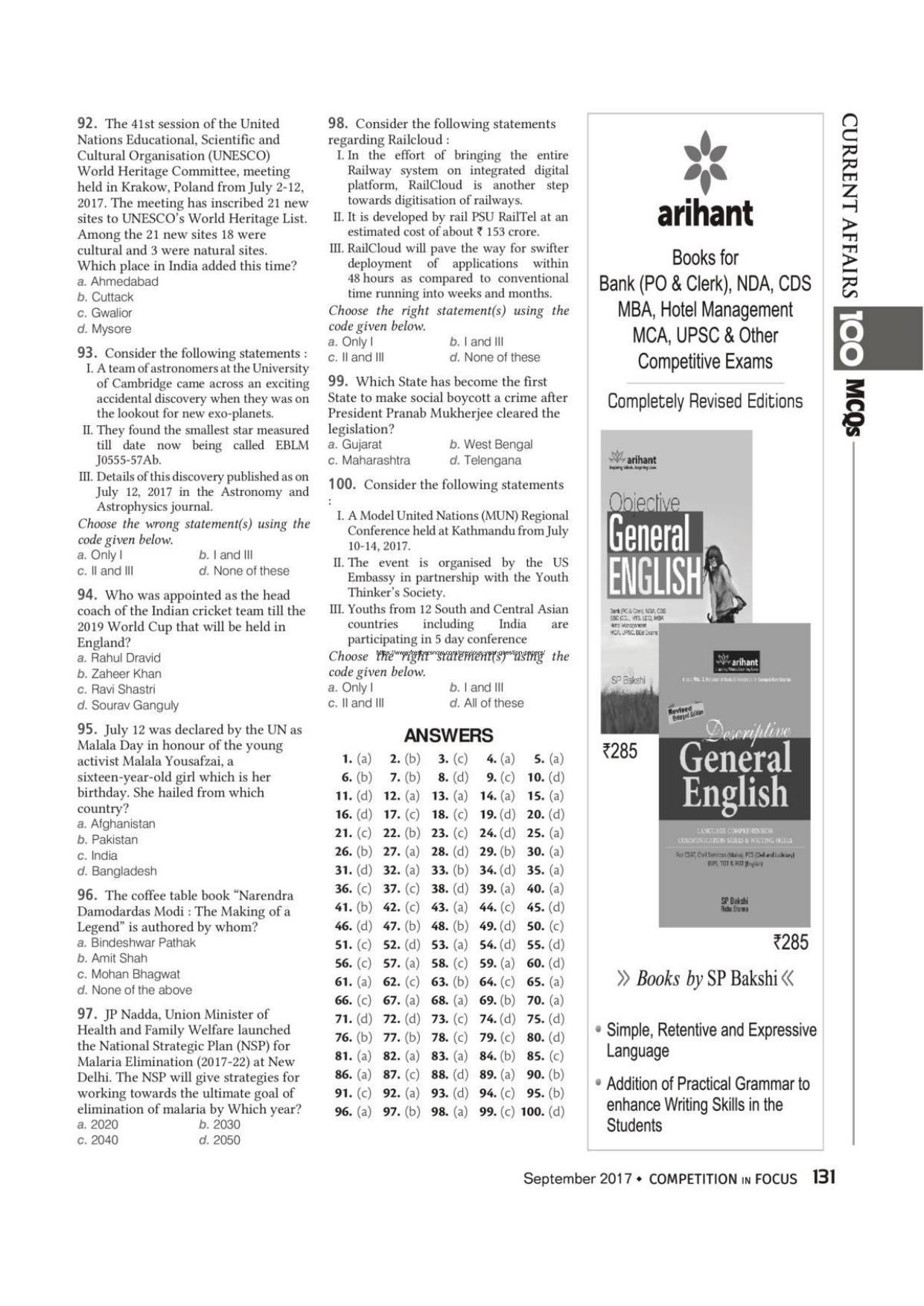 Delhi High Court Junior Judicial Assistant Current Affairs Previous Question Paper - Page 6