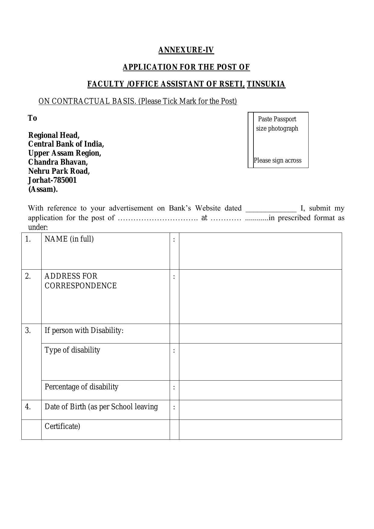 Central Bank of India Tinsukia Recruitment 2022 for Faculty, Office Assistant - Page 6
