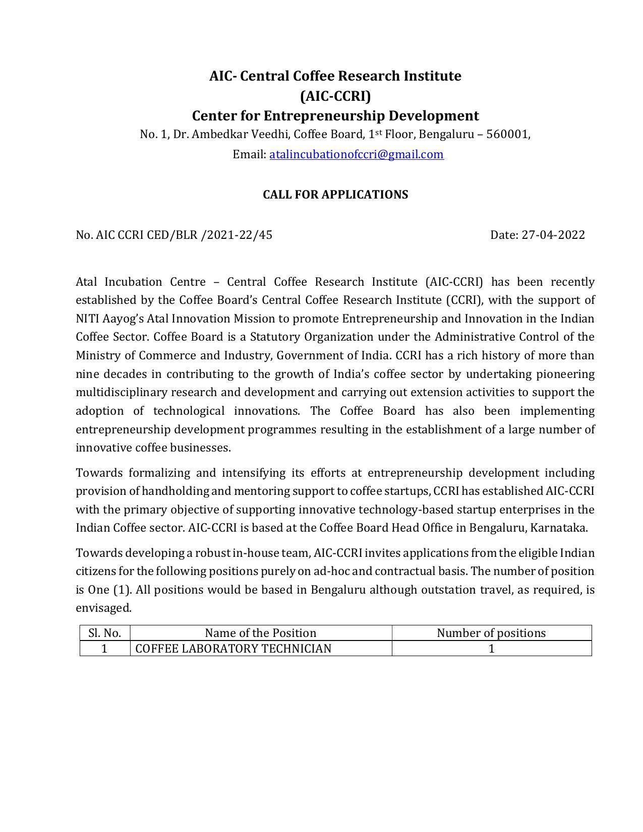 Coffee Board Invites Application for Coffee Laboratory Technician Recruitment 2022 - Page 3