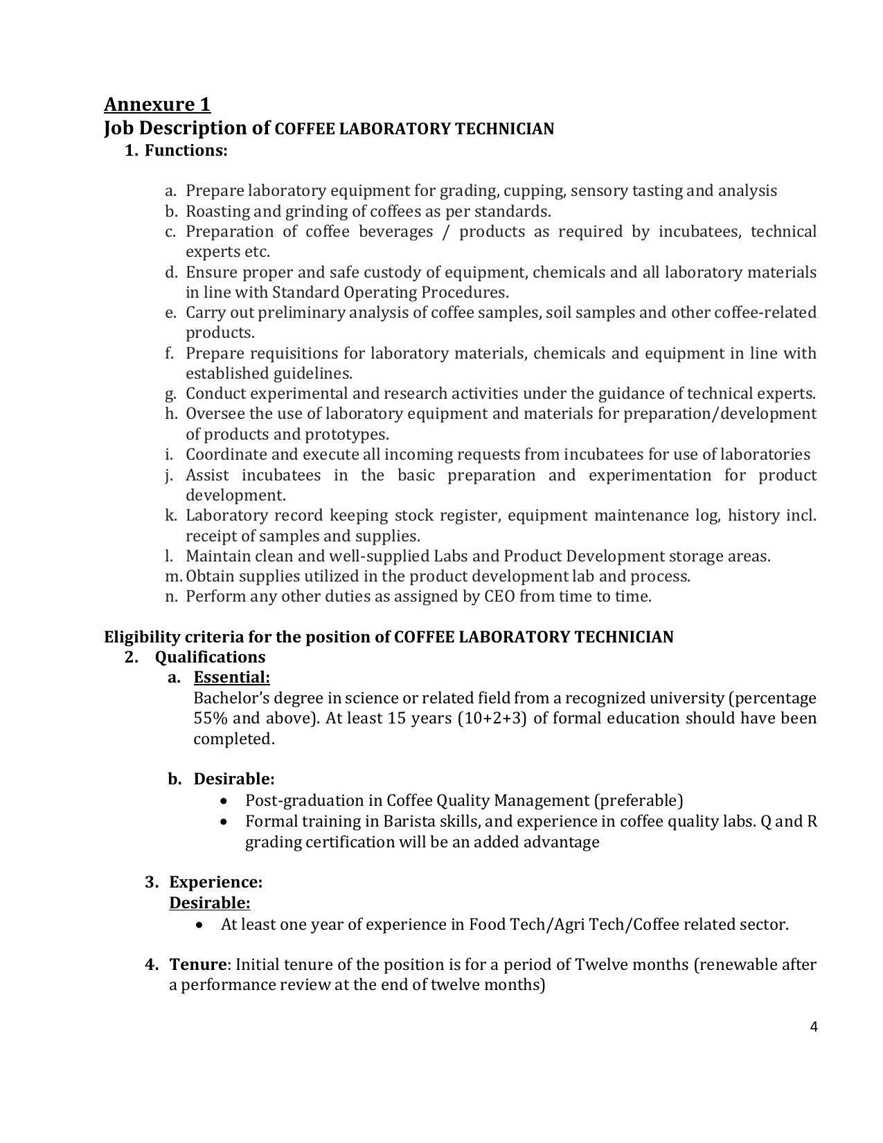 Coffee Board Invites Application for Coffee Laboratory Technician Recruitment 2022 - Page 4