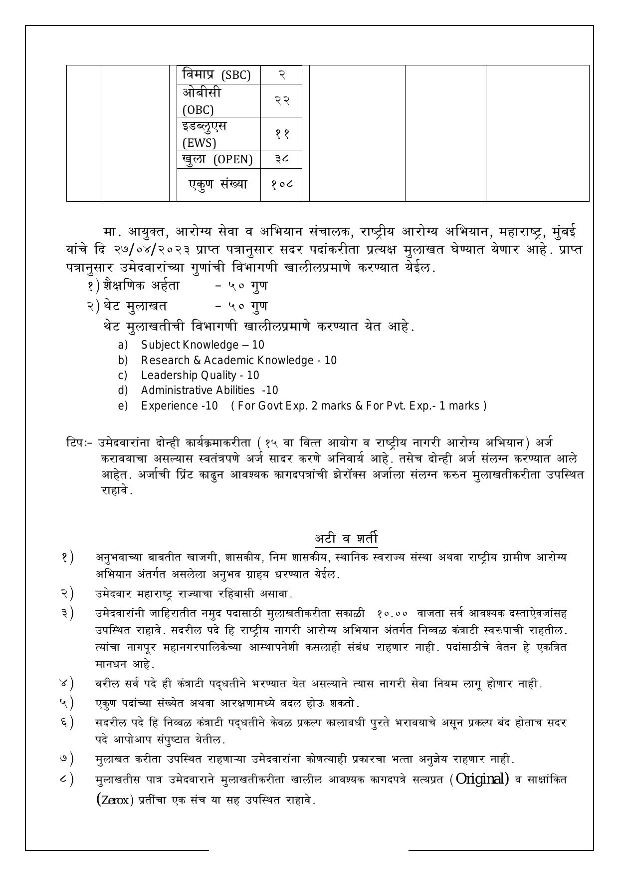 Nagpur Municipal Corporation (NMC) Full Time Medical Officer Recruitment 2023 - Page 1