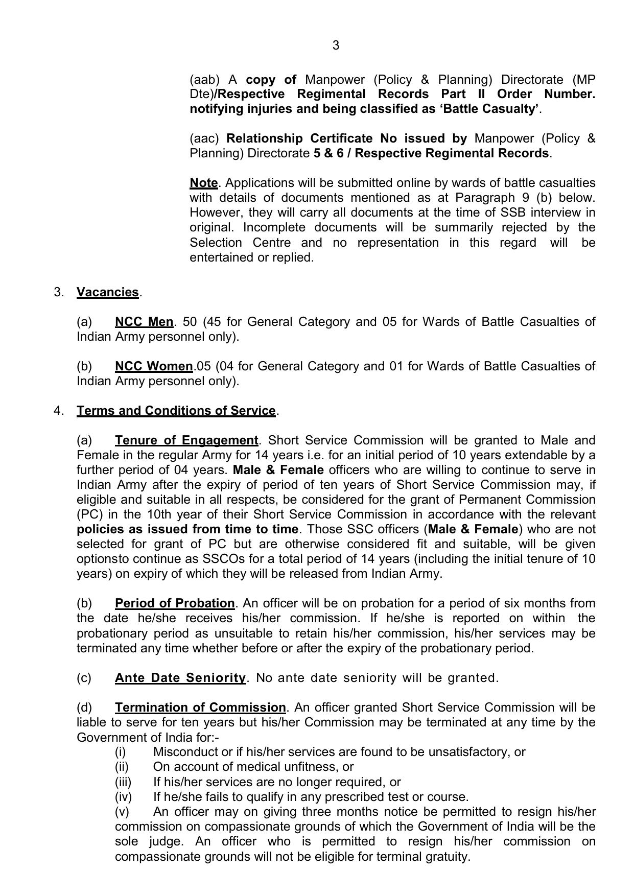 Indian Army NCC Special Entry Scheme 55 Course (APR 2024) Short Service Commission (NT) for Men & Women Recruitment 2023 - Page 4