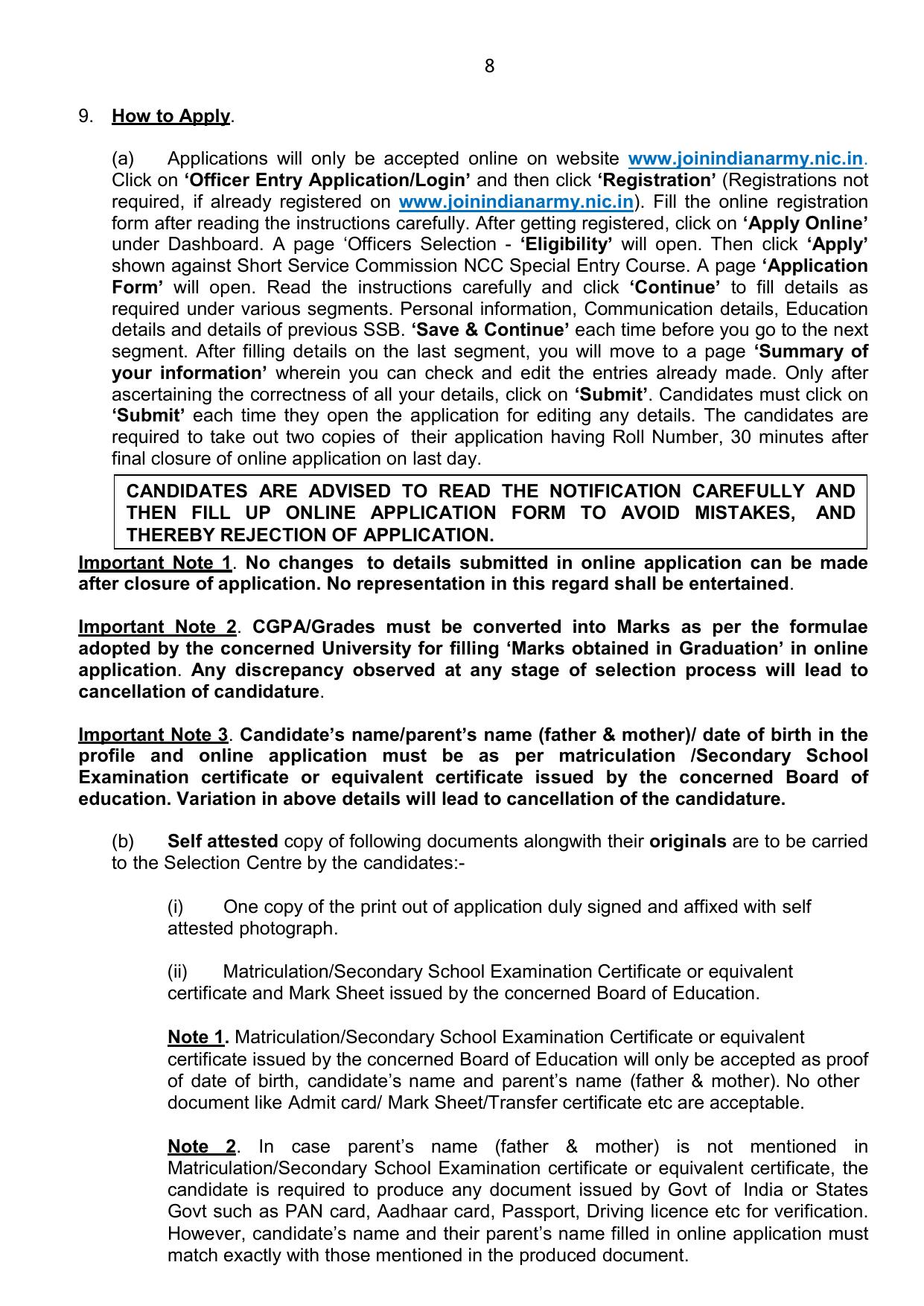 Indian Army NCC Special Entry Scheme 55 Course (APR 2024) Short Service Commission (NT) for Men & Women Recruitment 2023 - Page 10