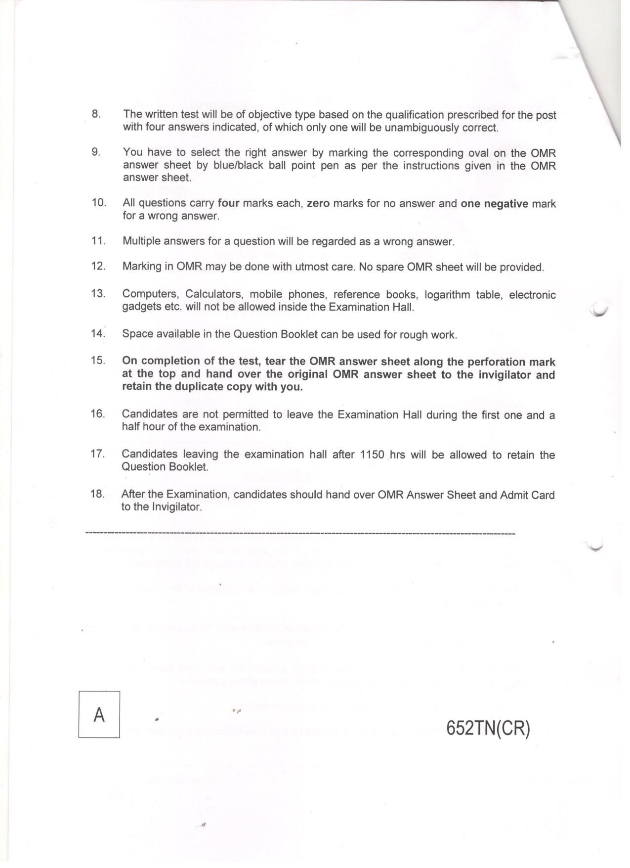 LPSC Technician ‘B’ (Carpenter) 2016 Question Paper - Page 2