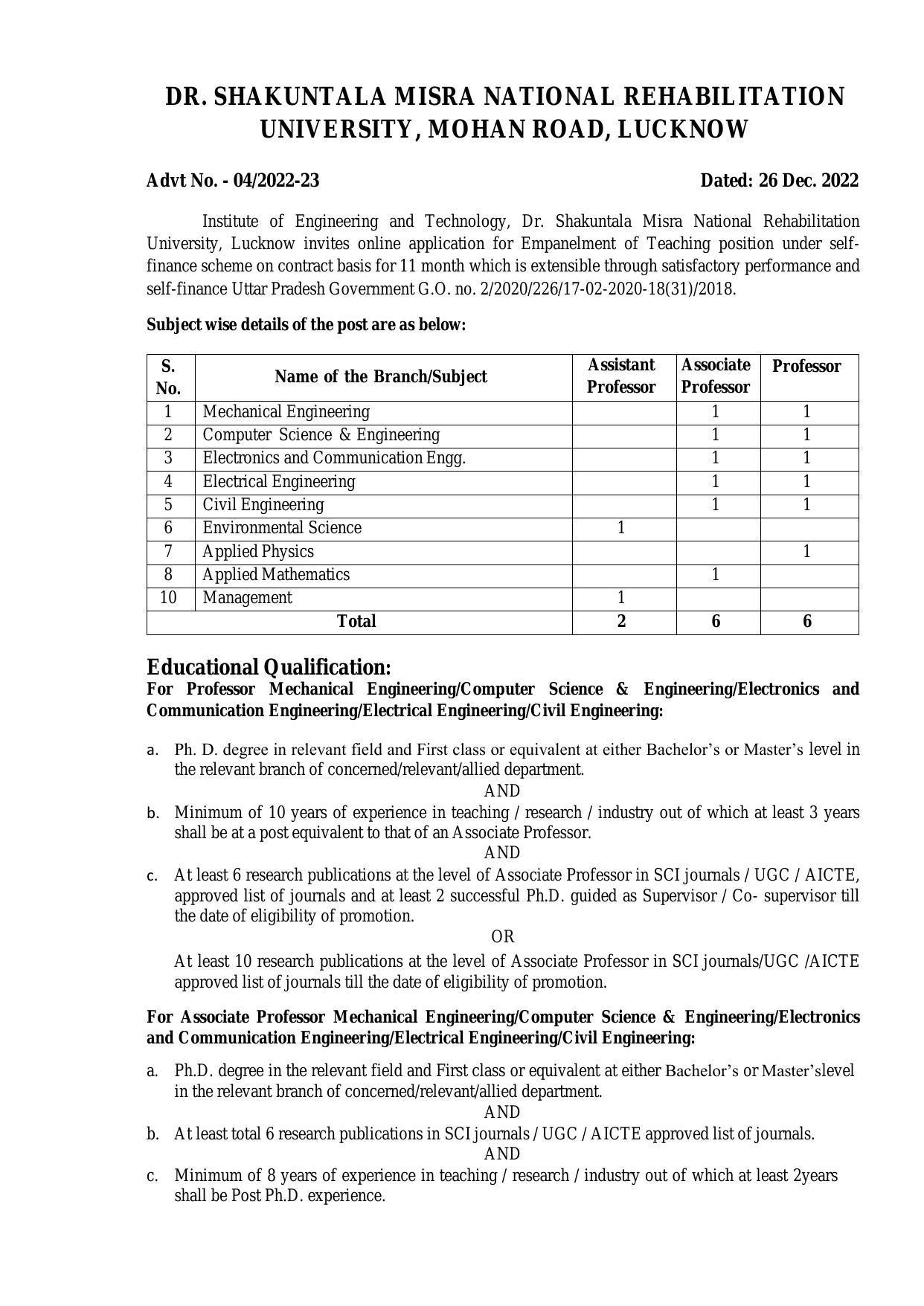 DSMNRU Invites Application for 14 Assistant Professor, Associate Professor, More Vacancies Recruitment 2023 - Page 3