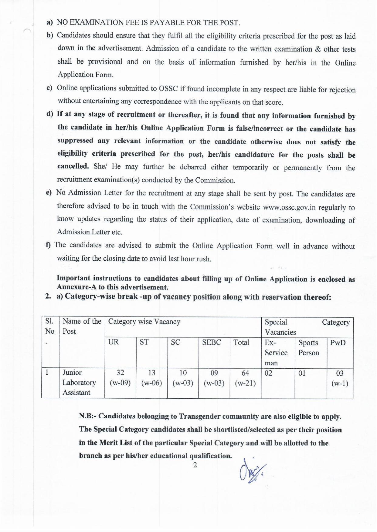  Orissa Staff Selection Commission Invites Application for 64 Junior Laboratory Assistant Recruitment 2022 - Page 3
