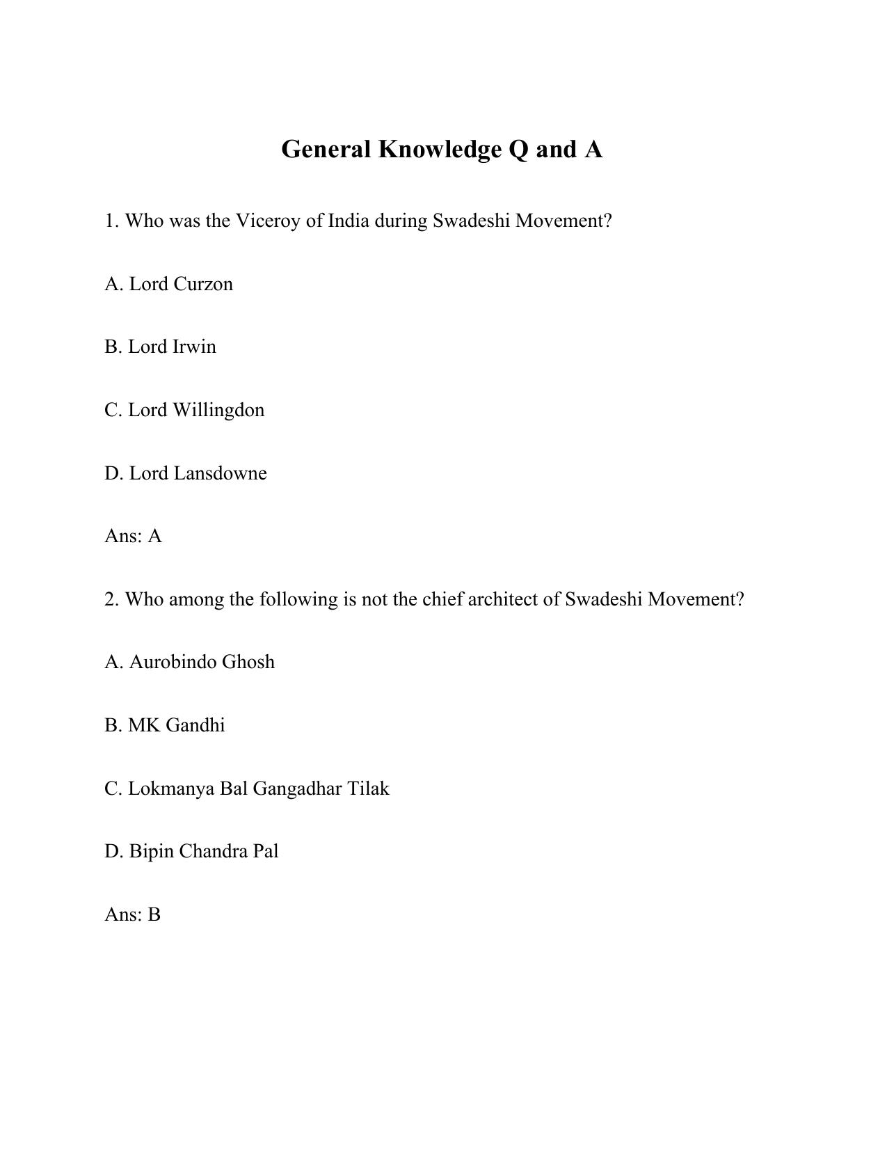 Electricity Department Lakshadweep Old Papers General Knowledge (12th Standard) - Page 1