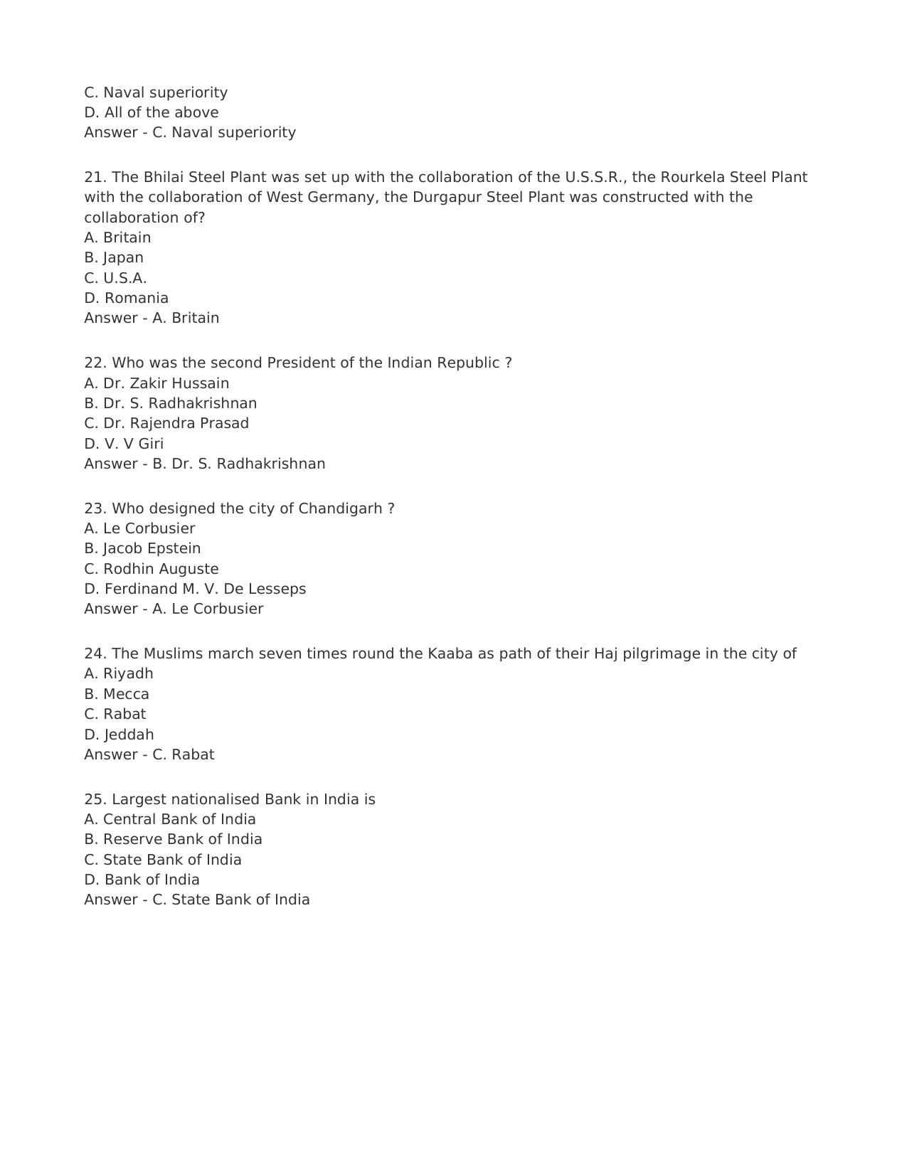 RPF, SI, Constable General Knowledge Sample Papers - Page 4