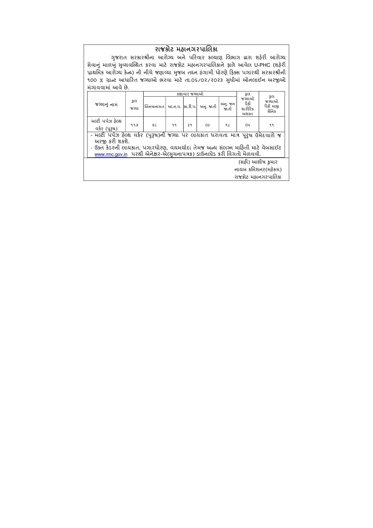 Rajkot Municipal Corporation (RMC) Invites Application for 117 Multi Purpose Health Worker Recruitment 2023 - Page 3