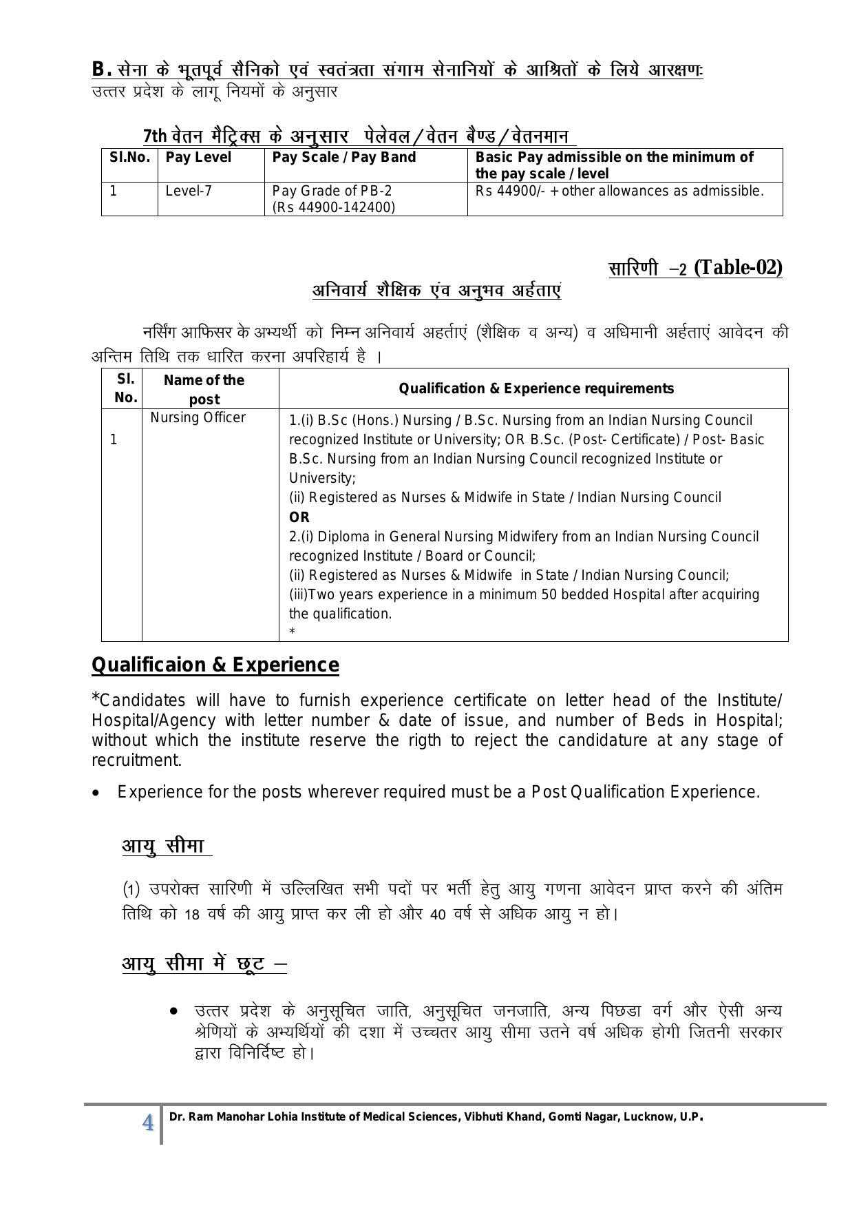 RMLIMS Recruitment 2024 For 665 Nursing Officer - Page 4
