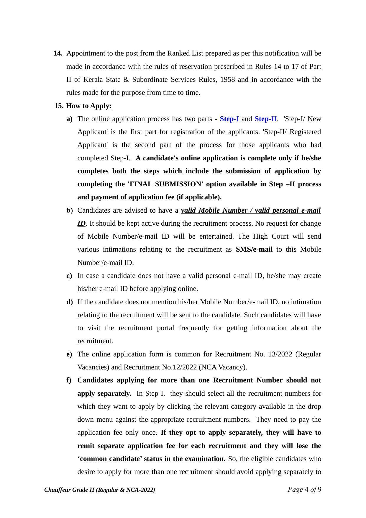 High Court of Kerala Recruitment 2022 for 19 Chauffeur Grade-II - Page 7