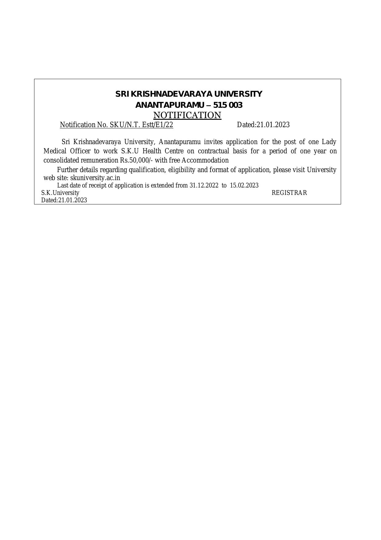 Sri Krishnadevaraya University Invites Application for Lady Medical Officer Recruitment 2023 - Page 3