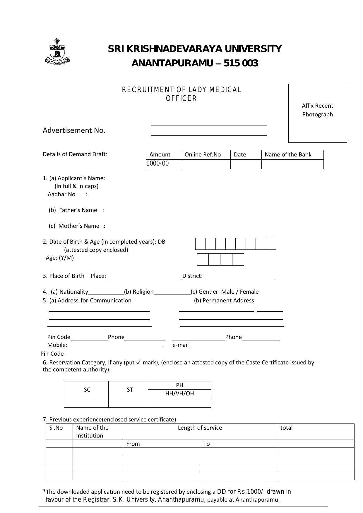 Sri Krishnadevaraya University Invites Application for Lady Medical Officer Recruitment 2023 - Page 2