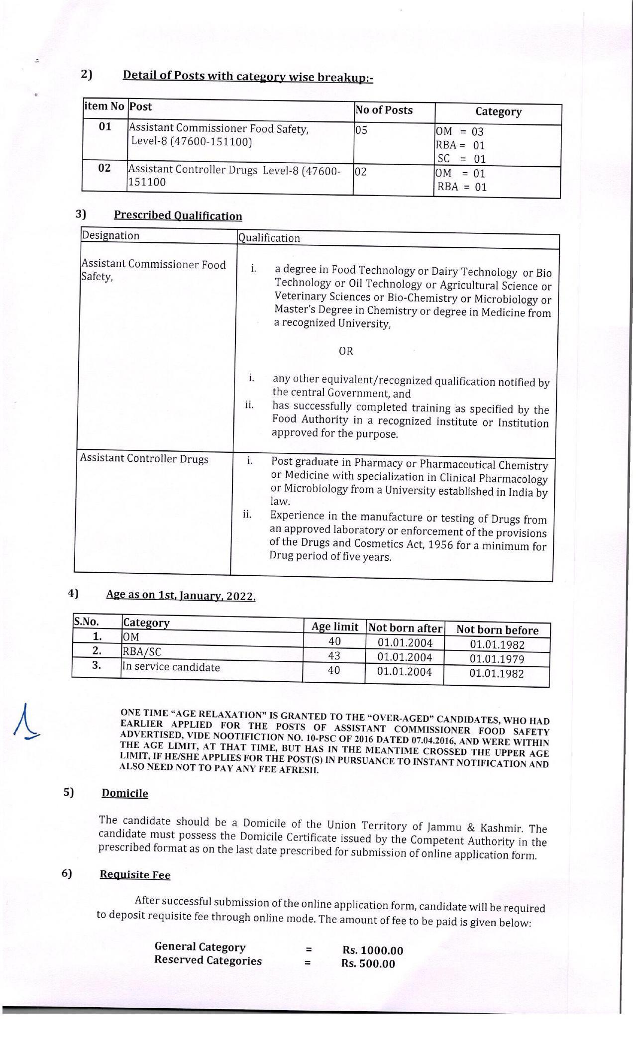 JKPSC Invites Application for 7 Assistant Commissioner, Assistant Controller Recruitment 2023 - Page 1