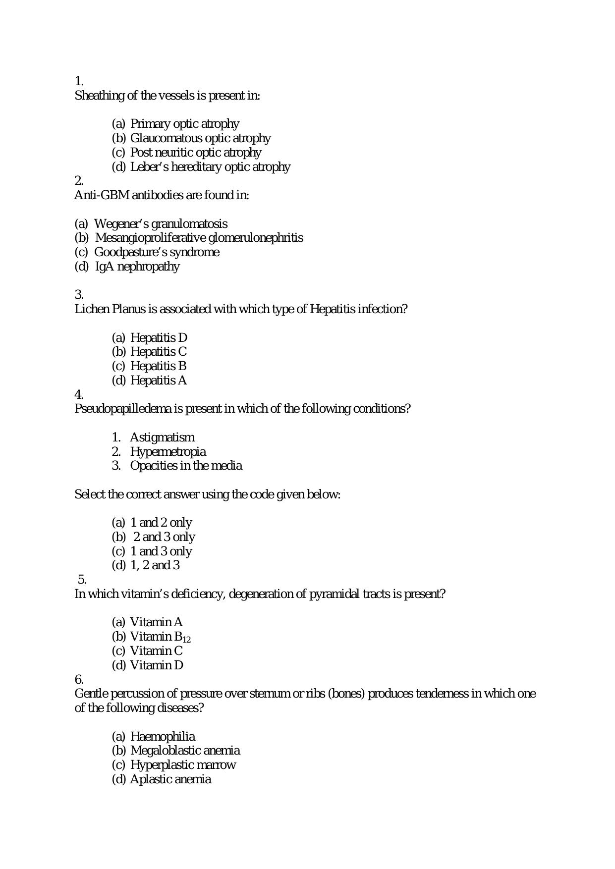 Medical Officer FACT Question Papers PDF Download - Page 1