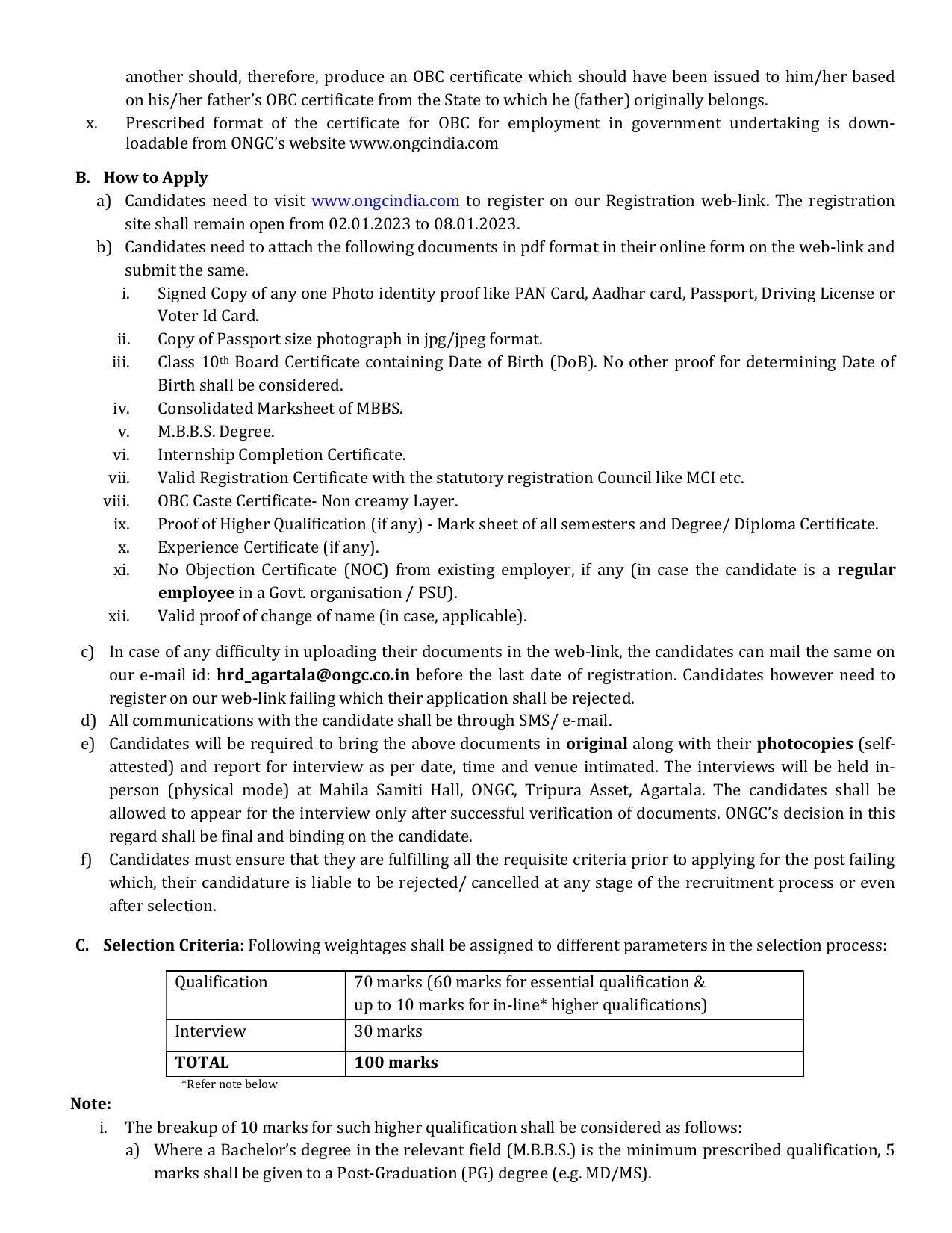 ONGC Invites Application for Contract Medical Officer Recruitment 2023 - Page 1
