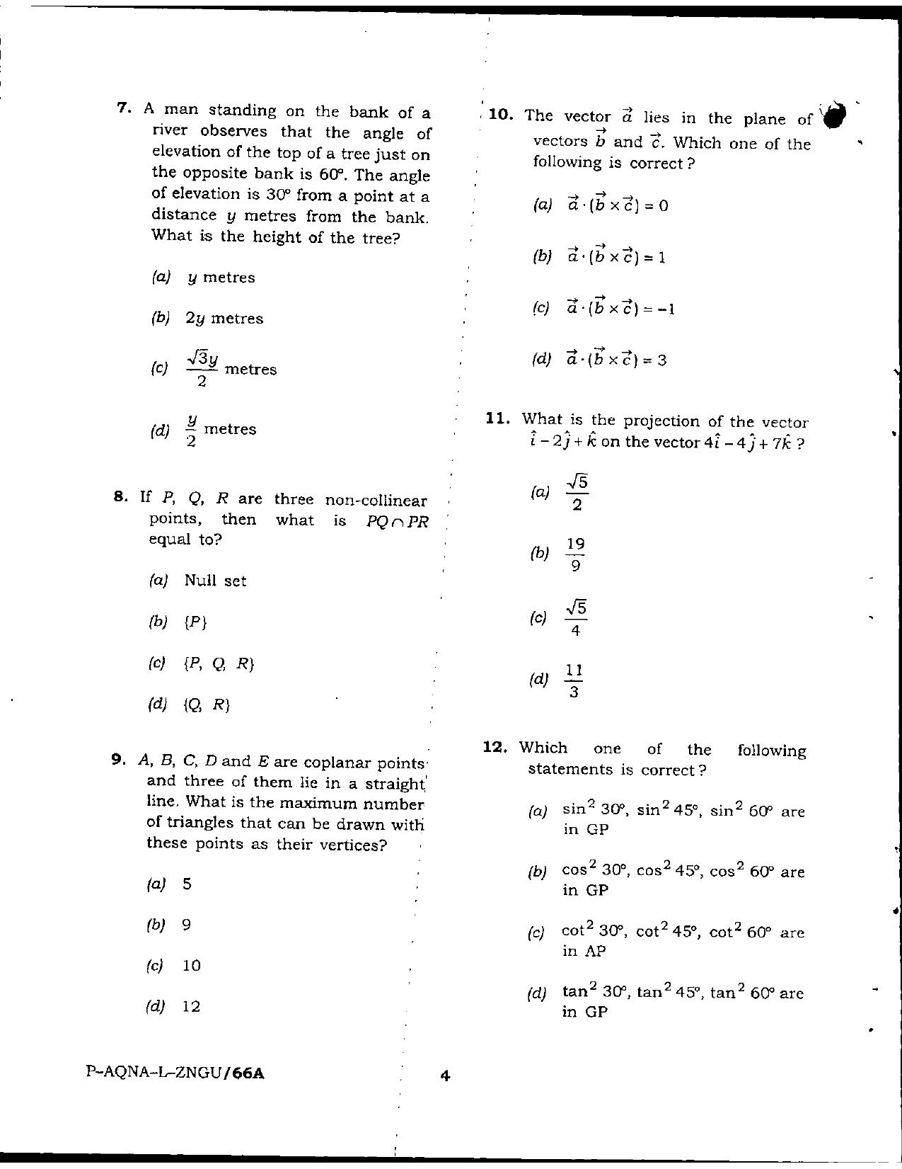Jammu Kashmir Accounts Assistant Previous Papers for Mathematics - Page 4