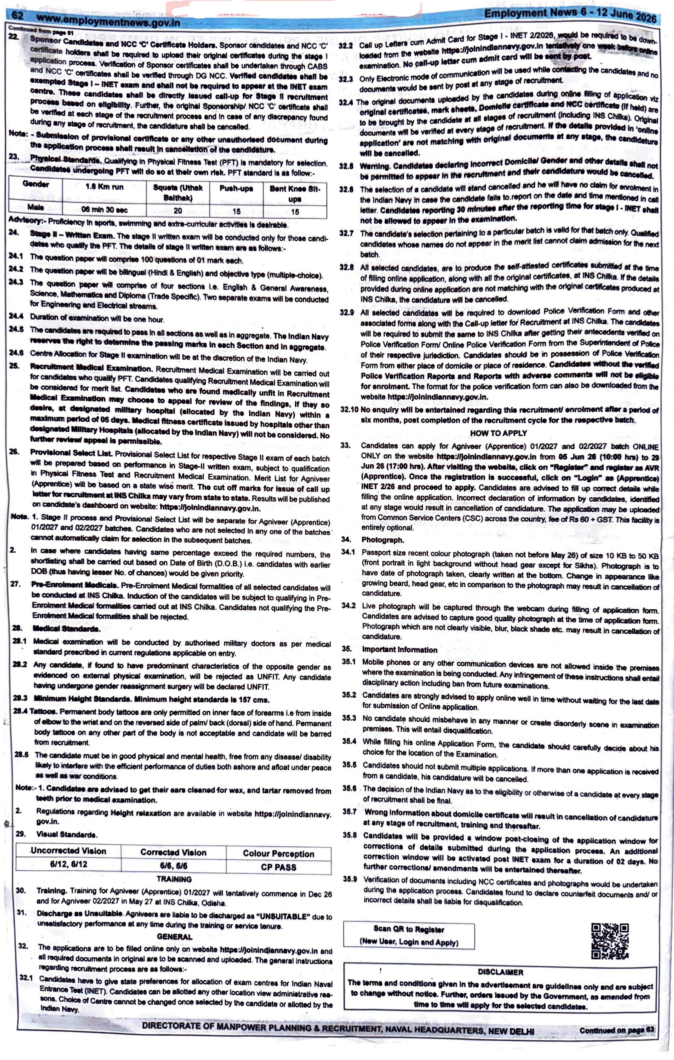 Indian Navy Agniveer (Apprentice) Recruitment 2026 for 2400+ Posts - Apply - Page 2