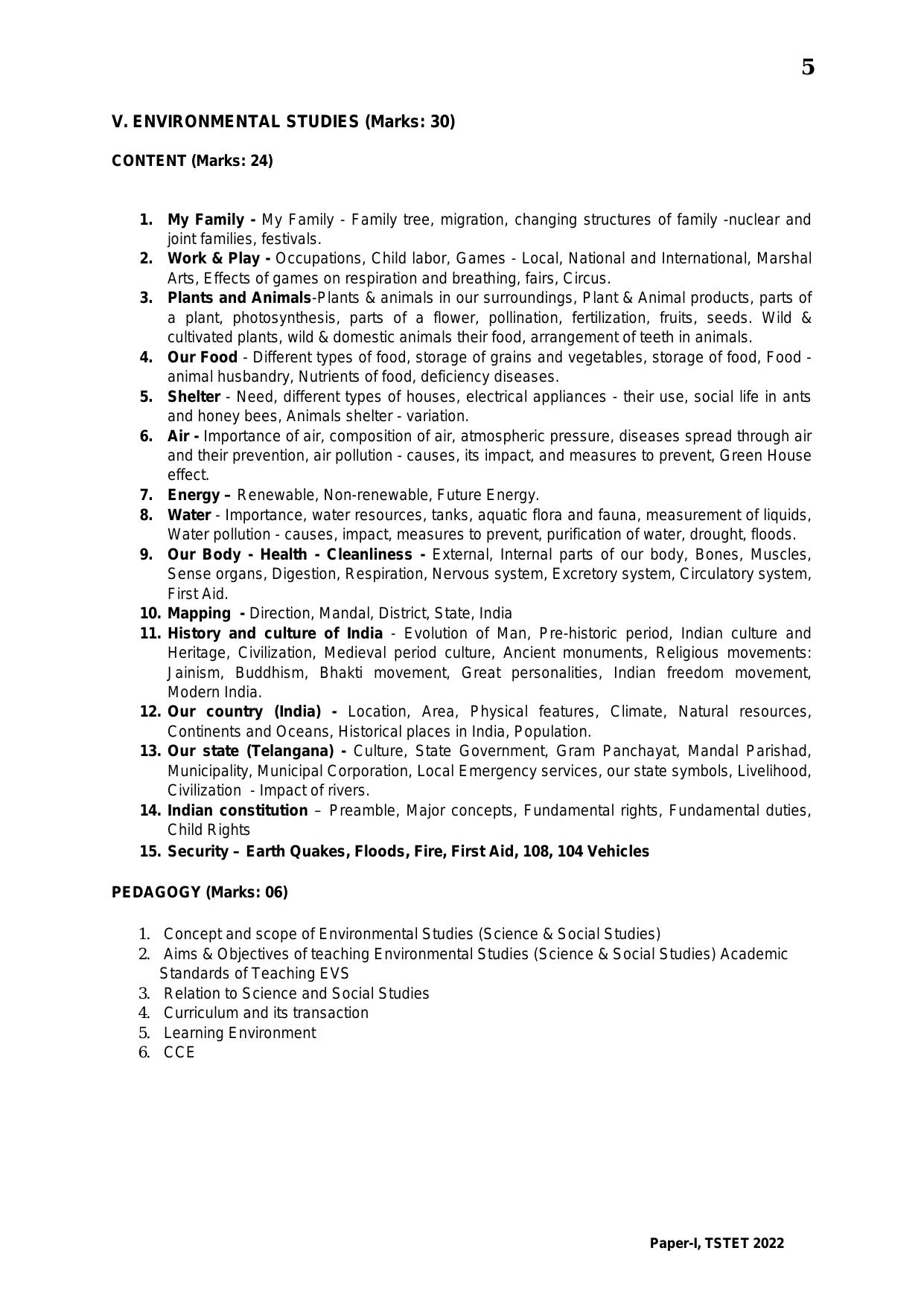 TS TET Syllabus for Paper 1 (Urdu) - Page 5
