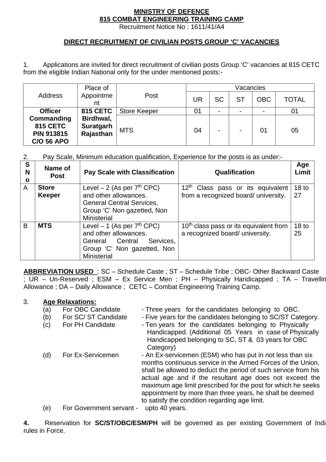 815 Combat Engineering Training Camp Group-C Recruitment 2022 - Page 3