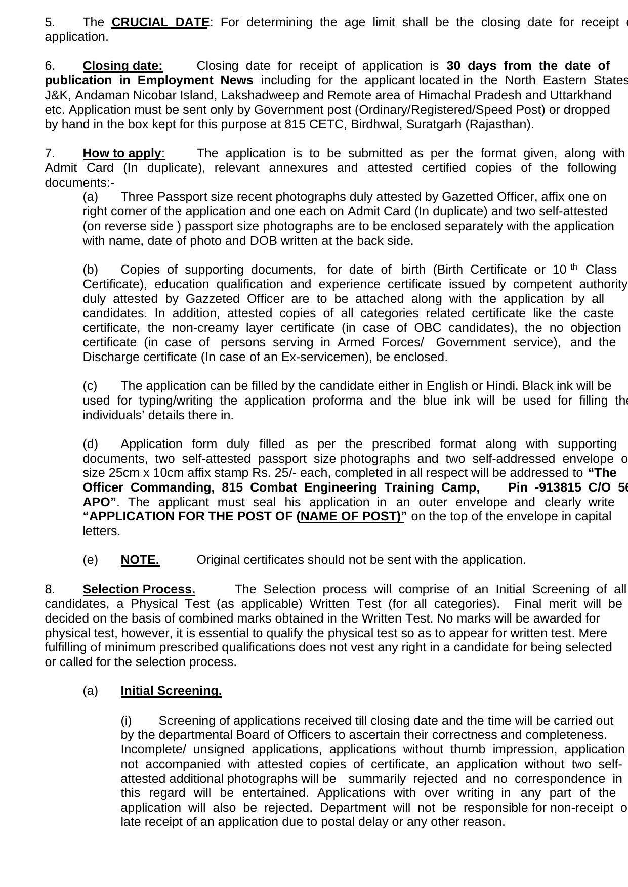 815 Combat Engineering Training Camp Group-C Recruitment 2022 - Page 1