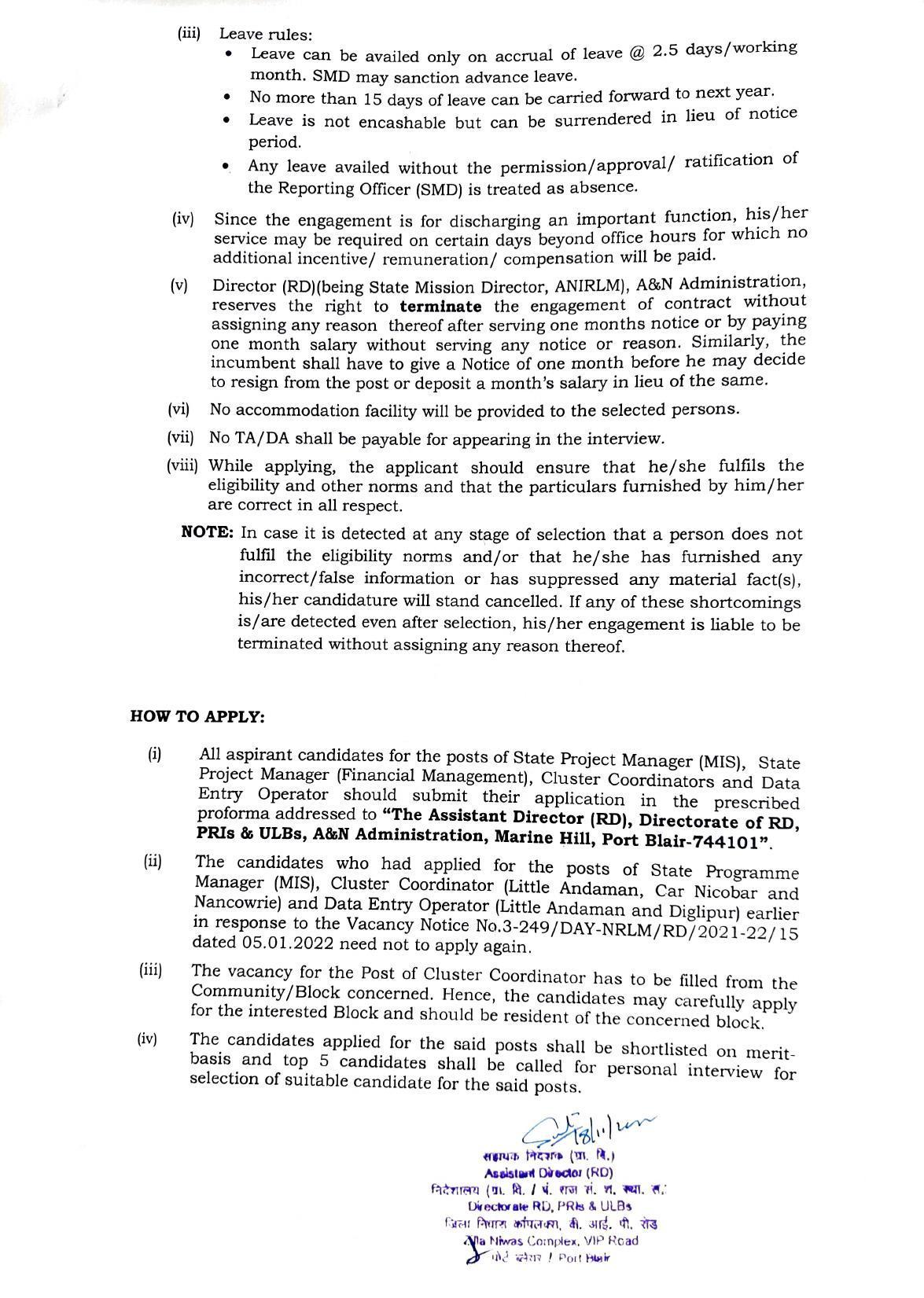 Andaman & Nicobar Administration Invites Application for 5 State Project Manager, Cluster Coordinator, More Vacancies Recruitment 2022 - Page 7