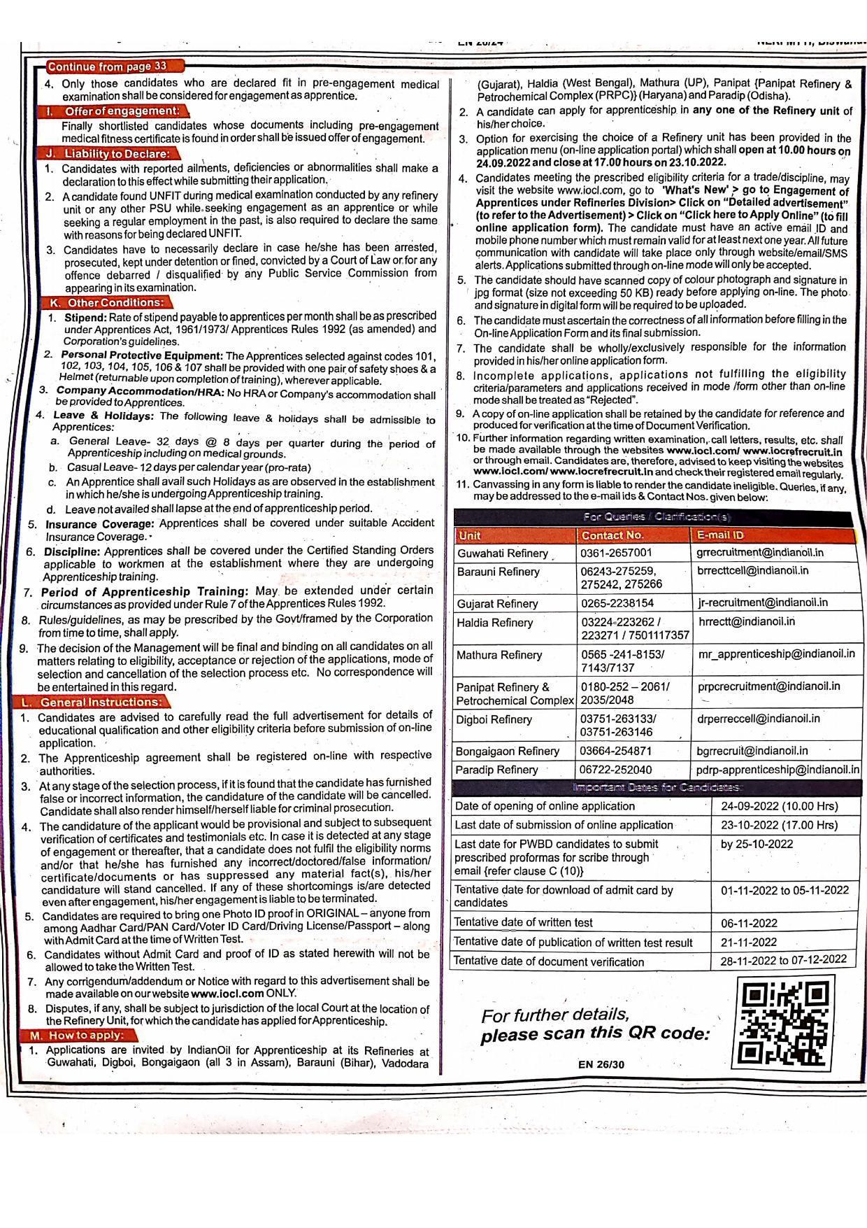 Indian Oil Corporation (IOCL) Apprentice Recruitment 2022 - Page 4