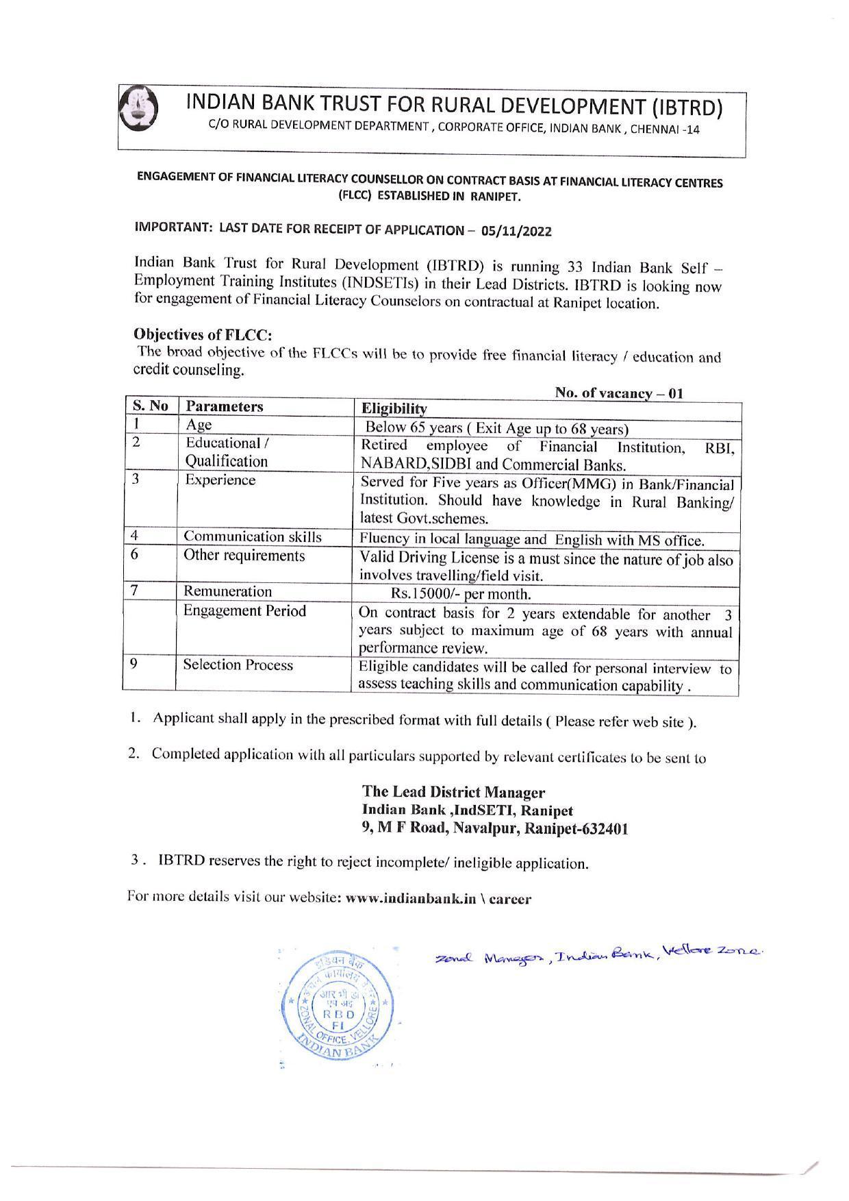 Indian Bank Invites Application for Financial Literacy Counsellor, Faculty Recruitment 2022 - Page 2