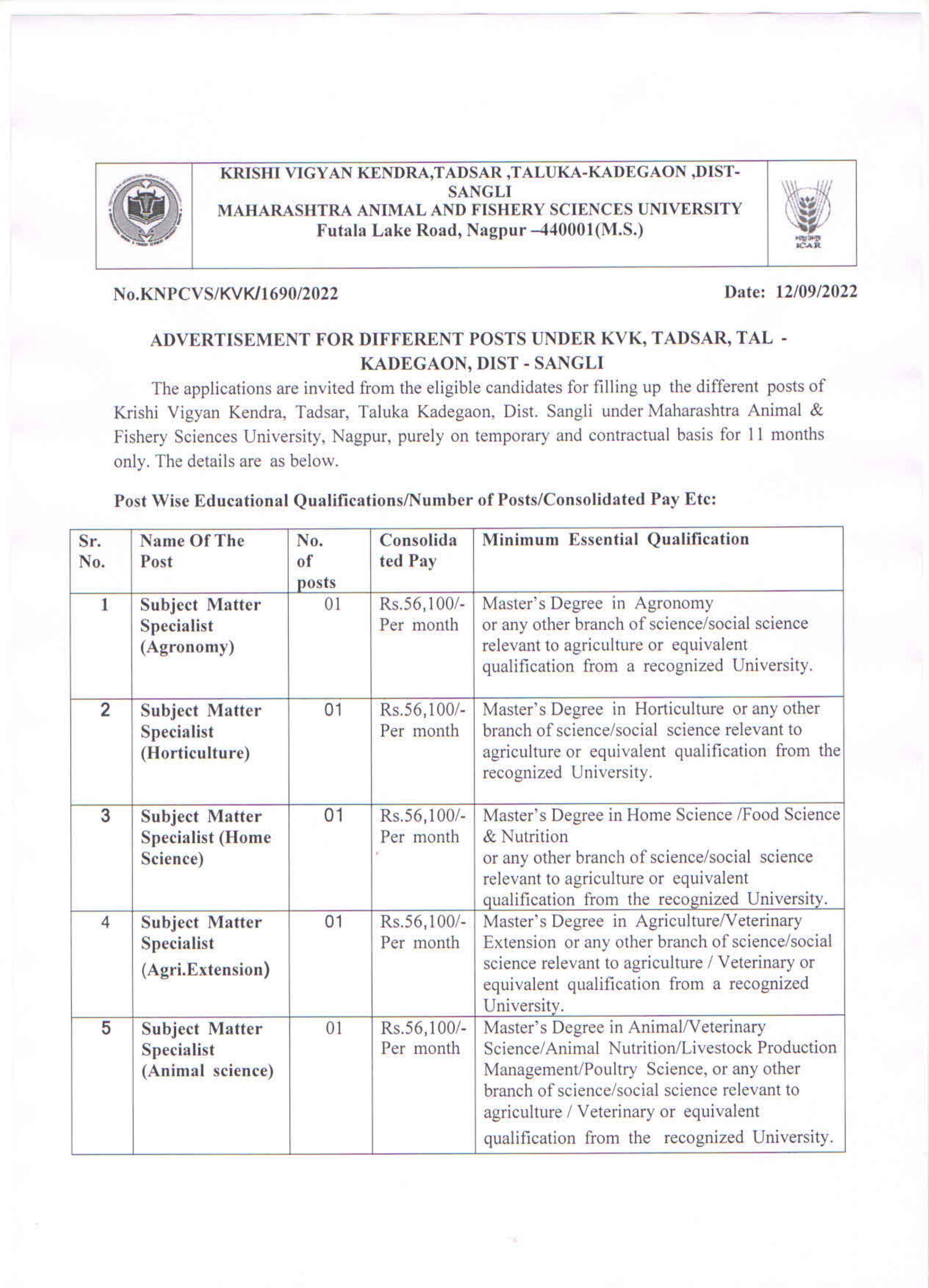 KVK Sangli Invites Application for 9 Programme Assistant, Farm Manager, More Vacancies Recruitment 2022 - Page 3