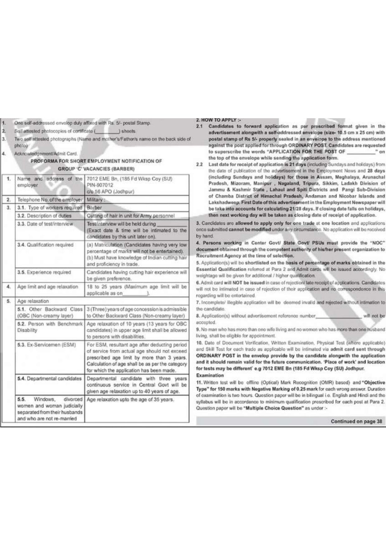 Indian Army DG EME Recruitment 2026 – Apply Offline for 6 Barber, Tradesman Mate & Other Posts - Page 6