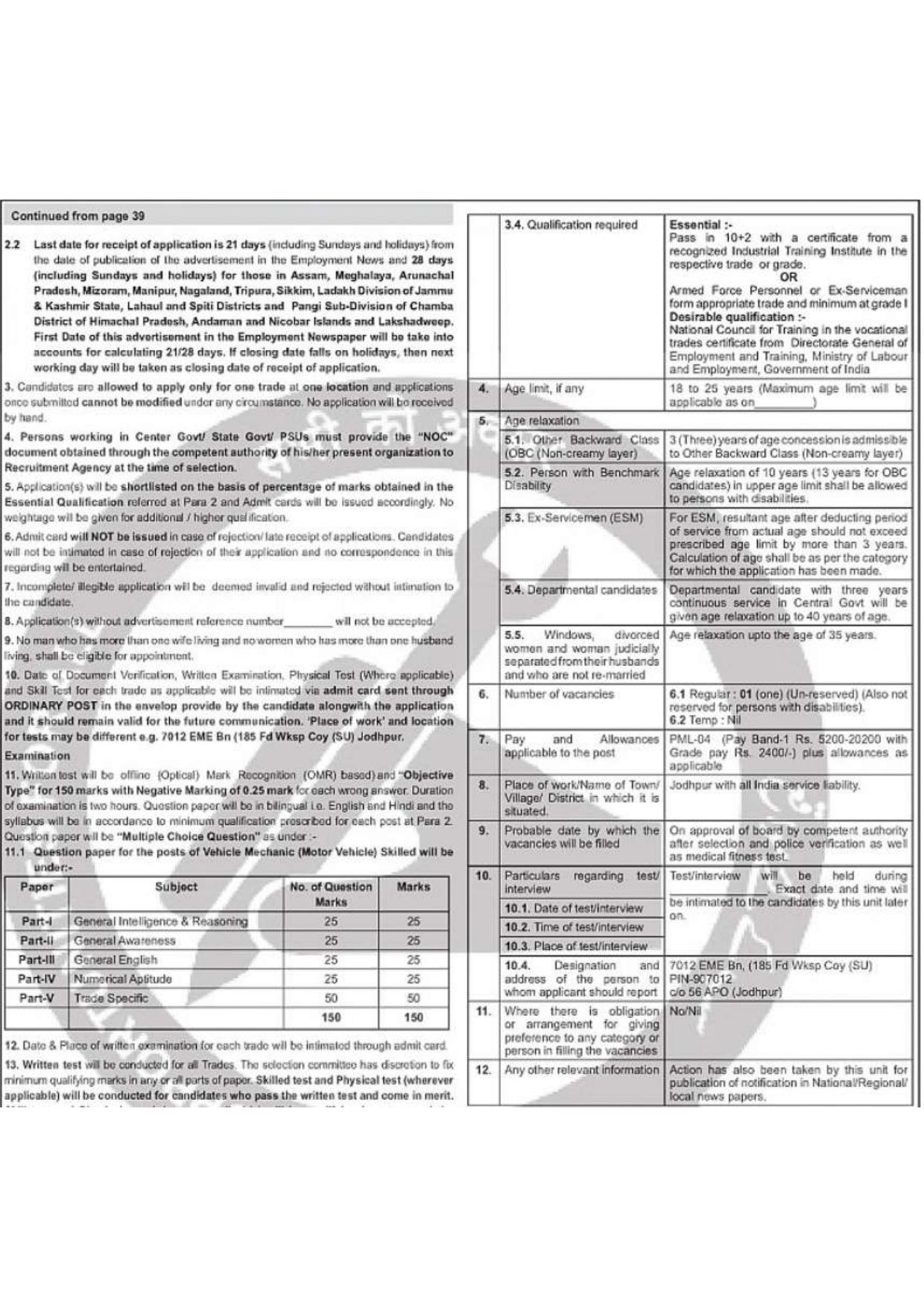Indian Army DG EME Recruitment 2026 – Apply Offline for 6 Barber, Tradesman Mate & Other Posts - Page 11