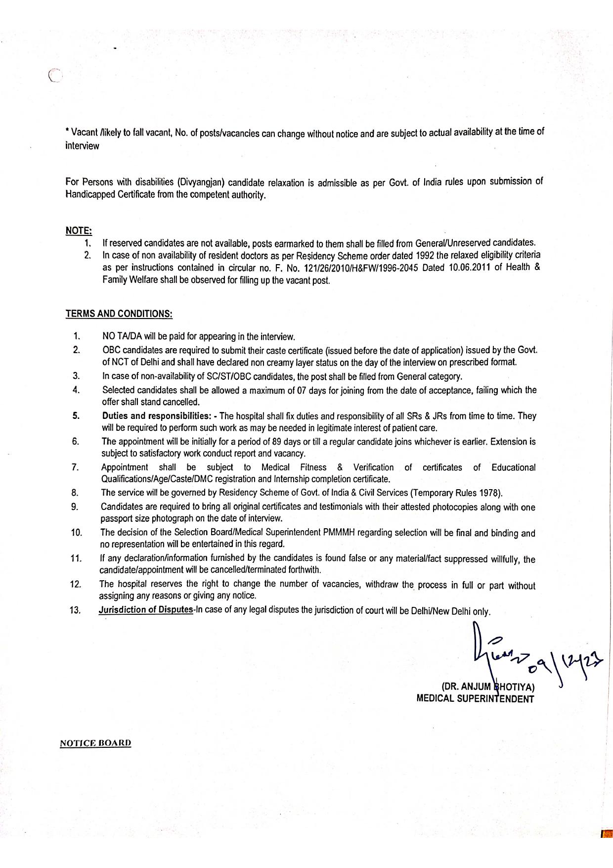 Pt. Madan Mohan Malaviya Hospital (MMMH) Senior Resident Recruitment 2023 - Page 1