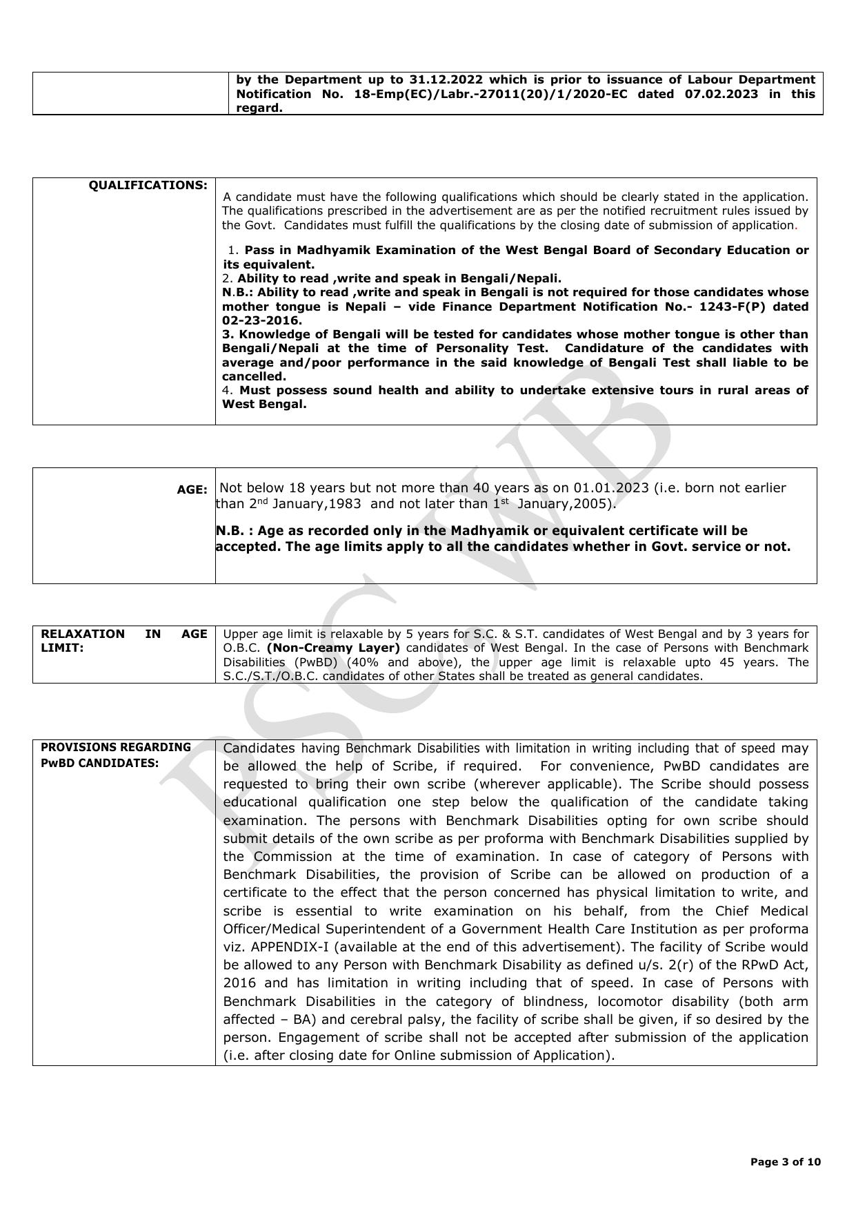 West Bengal Public Service Commission (PSCWB) Invites Application for 509 Sub Inspector Recruitment 2023 - Page 4