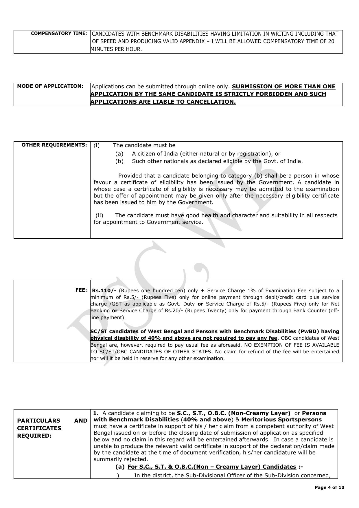 West Bengal Public Service Commission (PSCWB) Invites Application for 509 Sub Inspector Recruitment 2023 - Page 10
