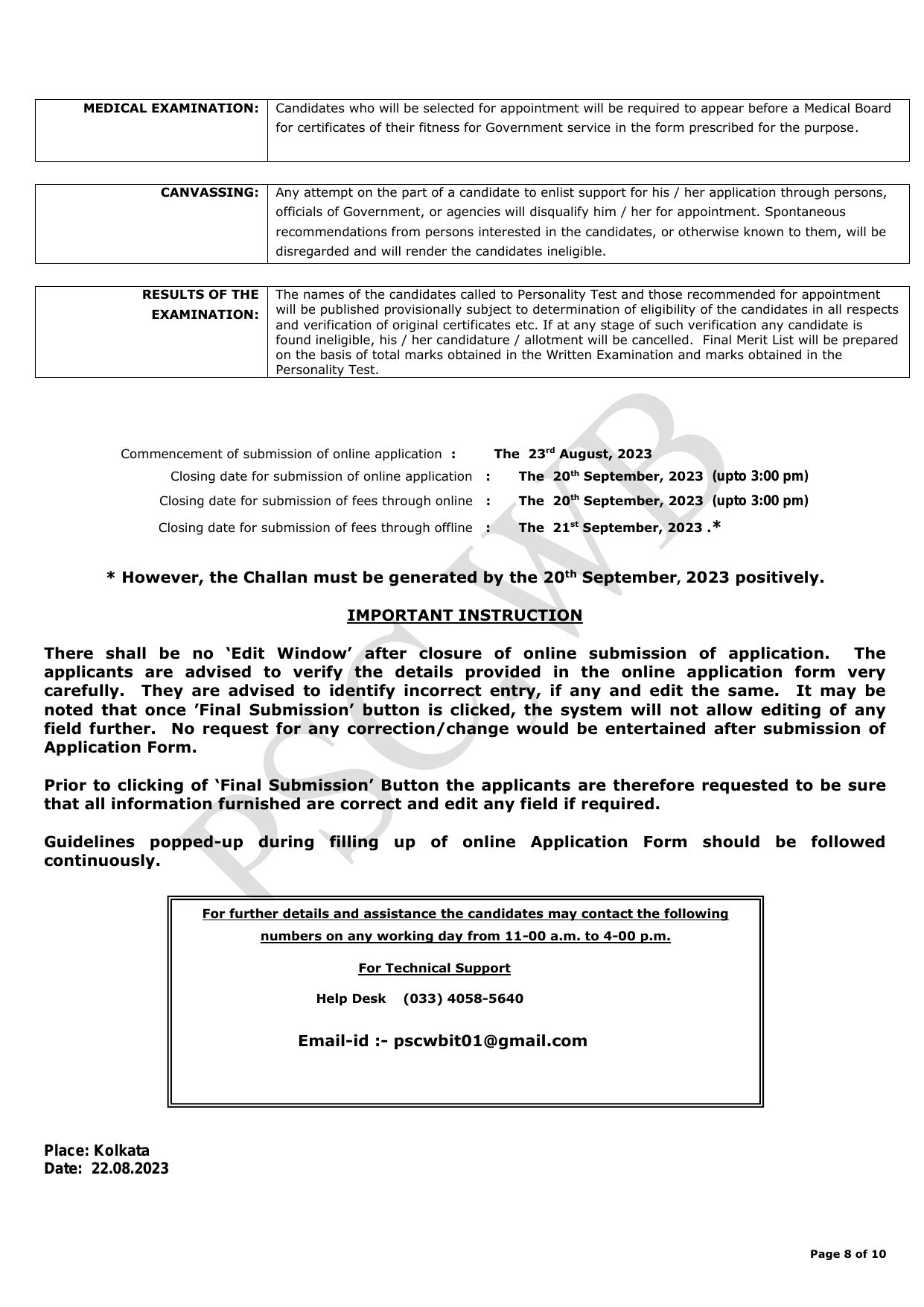 West Bengal Public Service Commission (PSCWB) Invites Application for 509 Sub Inspector Recruitment 2023 - Page 9