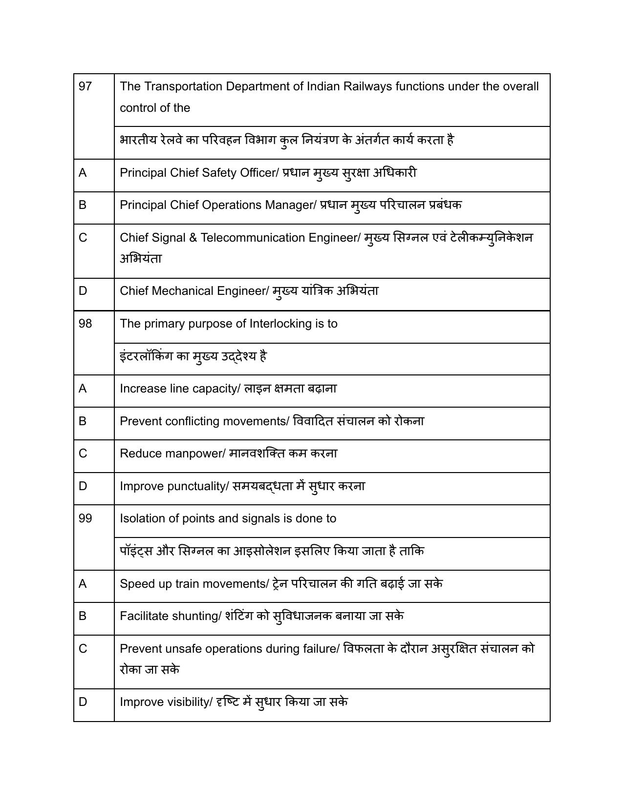 South Western Railway G and Senior Instructor Level 7 (Shift-1) Question Paper - Page 38