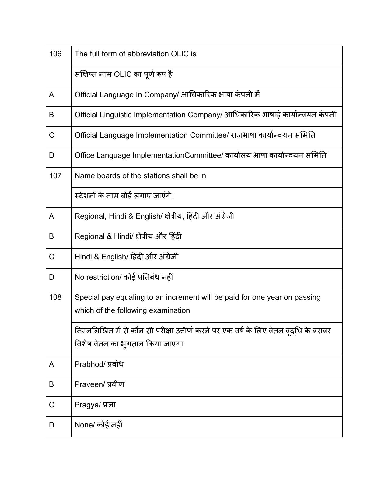 South Western Railway G and Senior Instructor Level 7 (Shift-1) Question Paper - Page 41