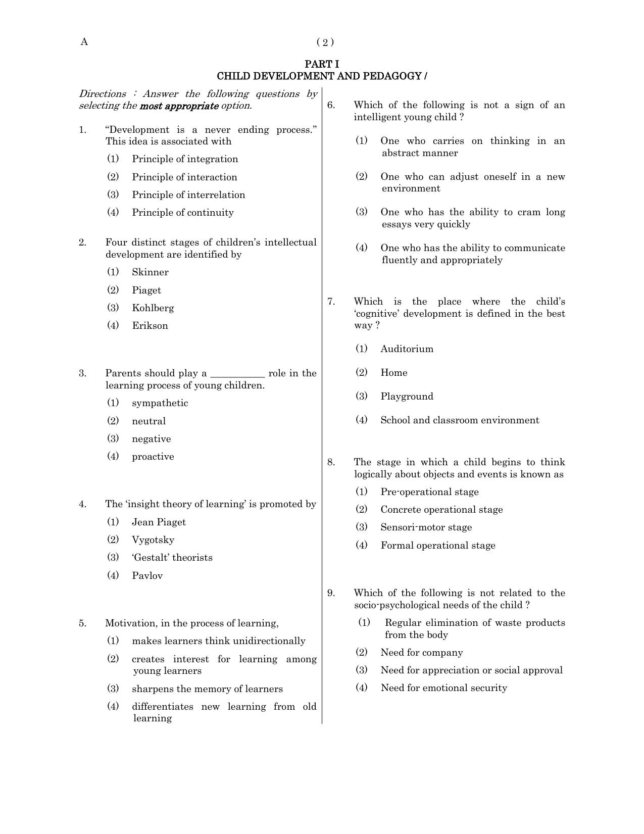 TS Child Development & Pedagogy Paper - Page 1